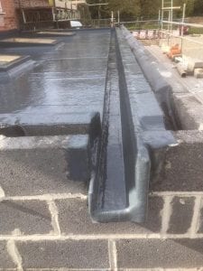 New Build fibre glass gutter and flat roof