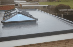 Fibreglass Flat Roofing with roof light in grey